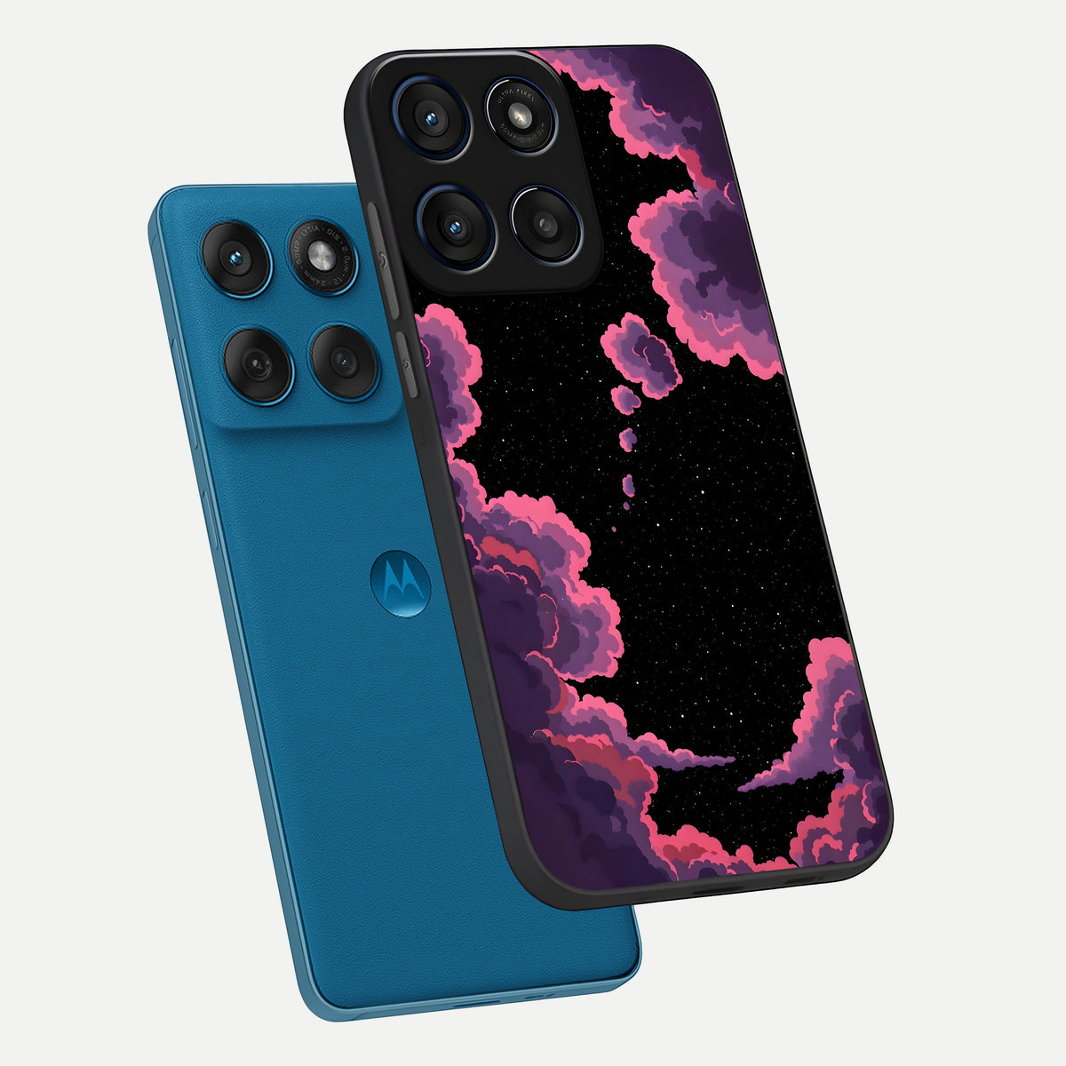  Cosmic Cloud Journey phone case For Moto Edge 60 showing premium glass back cover with detailed artwork