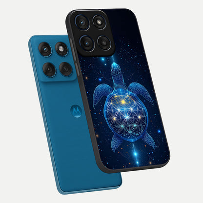  Crimson Blue Turtle phone case For Moto Edge 60 showing premium glass back cover with detailed artwork