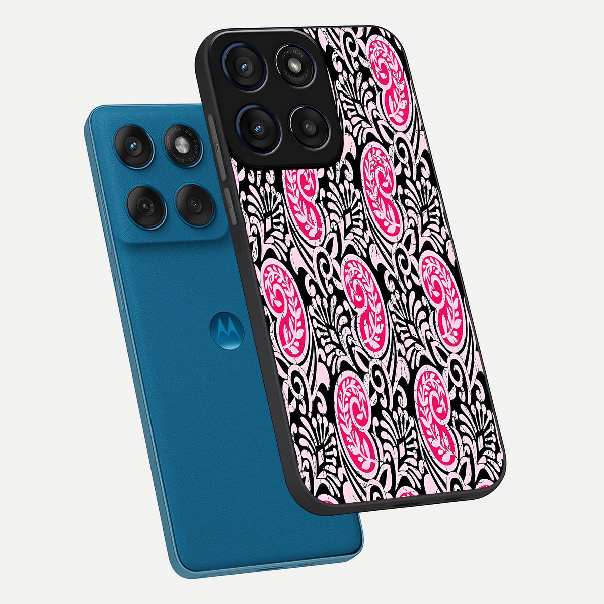  Crimson Paisley Charm phone case For Moto Edge 60 showing premium glass back cover with detailed artwork