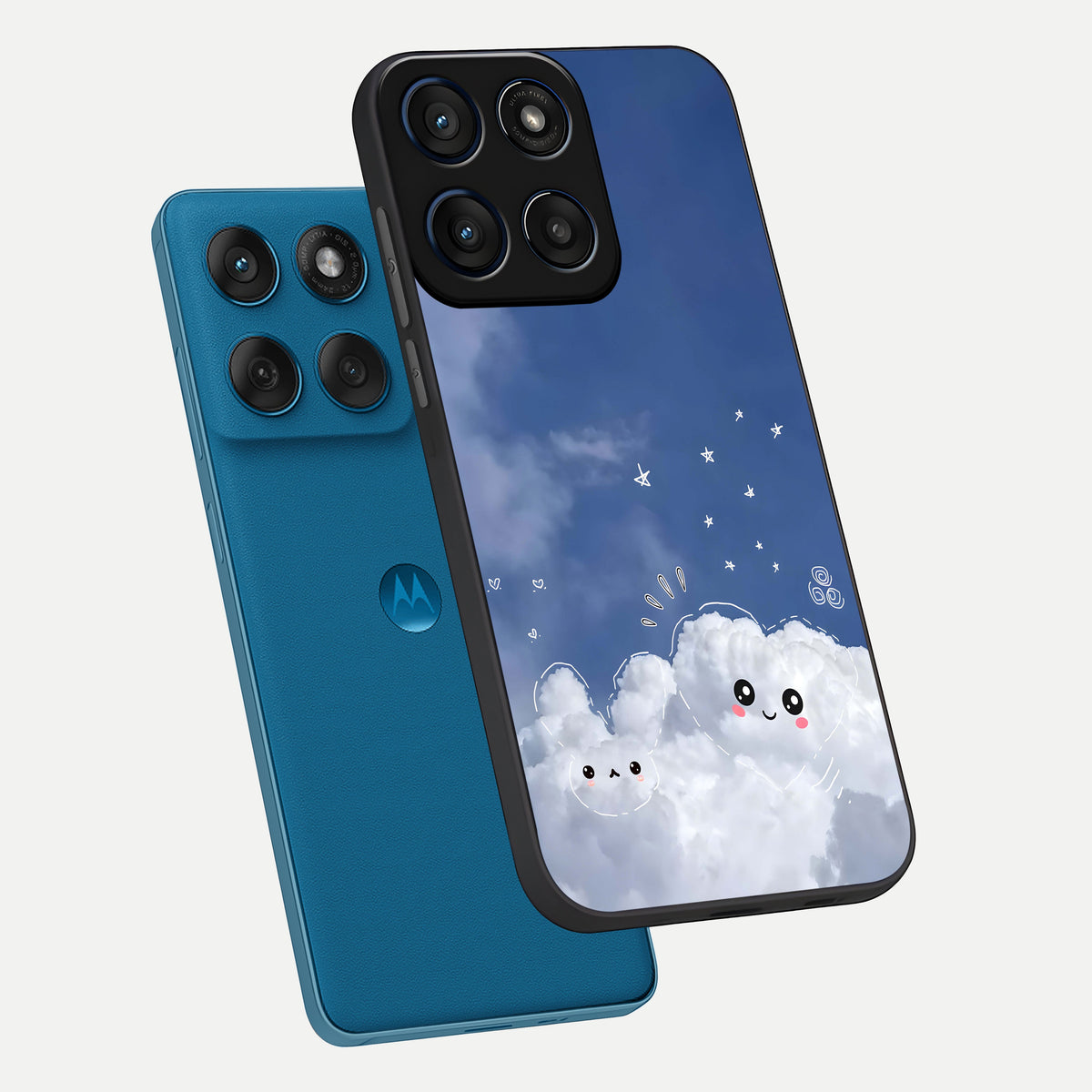  Cute Blossom Cloud phone case For Moto Edge 60 showing premium glass back cover with detailed artwork