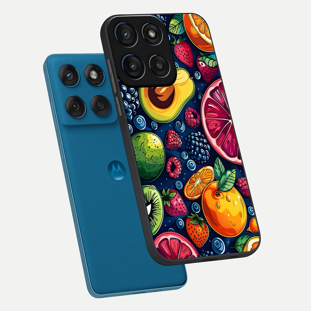  Cute Fruits Art phone case For Moto Edge 60 showing premium glass back cover with detailed artwork