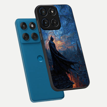  Dark Knight Dusk phone case For Moto Edge 60 showing premium glass back cover with detailed artwork