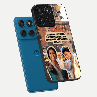  Desi Retro Vibes phone case For Moto Edge 60 showing premium glass back cover with detailed artwork
