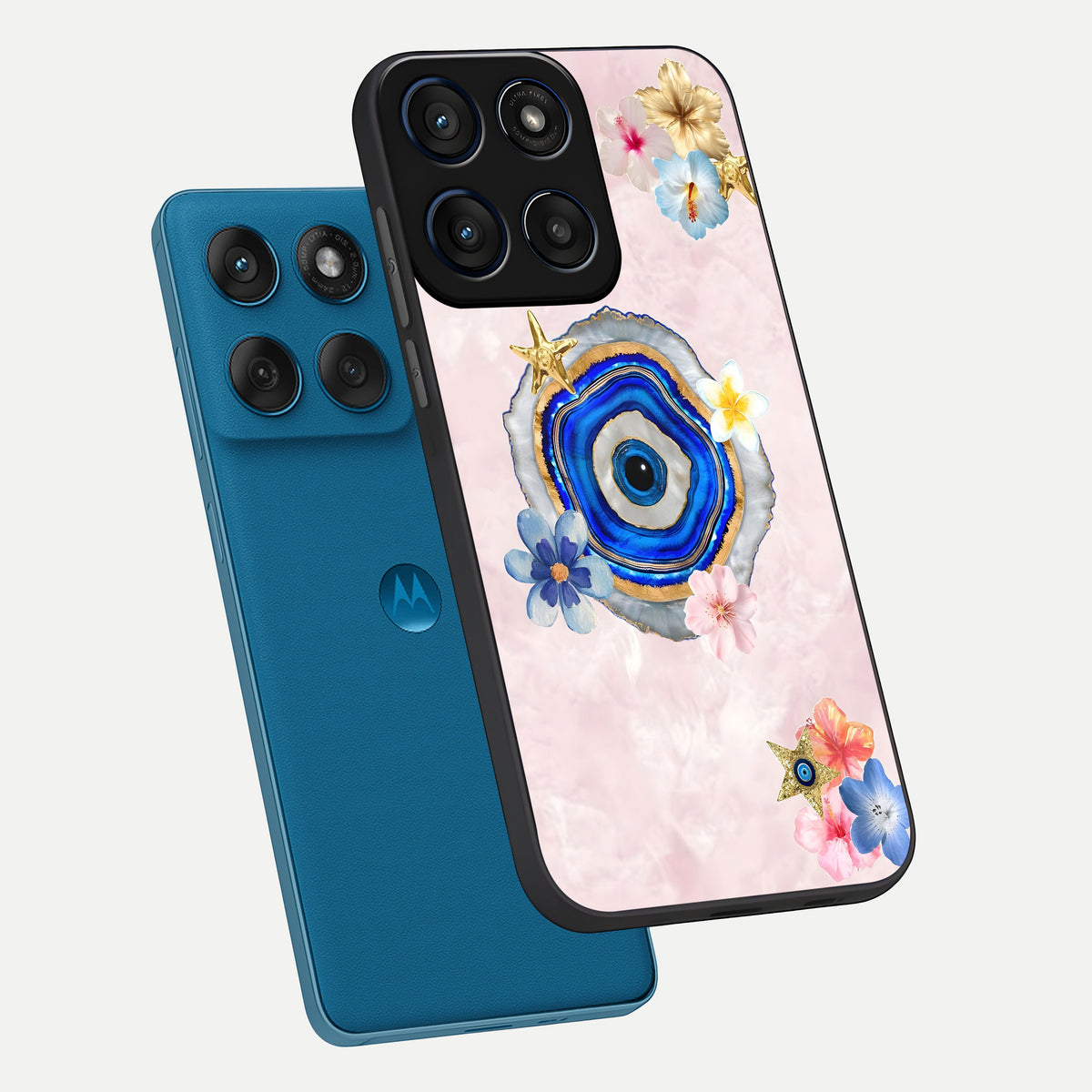  Divine Aura Bloom phone case For Moto Edge 60 showing premium glass back cover with detailed artwork