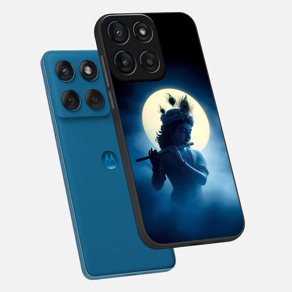  Divine Moon Flute phone case For Moto Edge 60 showing premium glass back cover with detailed artwork