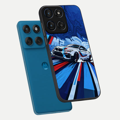  Drift Power Rush phone case For Moto Edge 60 showing premium glass back cover with detailed artwork
