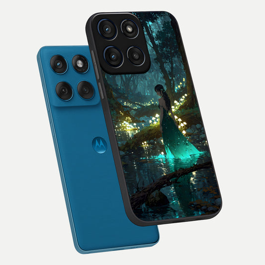  Enchanted Forest Glow phone case For Moto Edge 60 showing premium glass back cover with detailed artwork