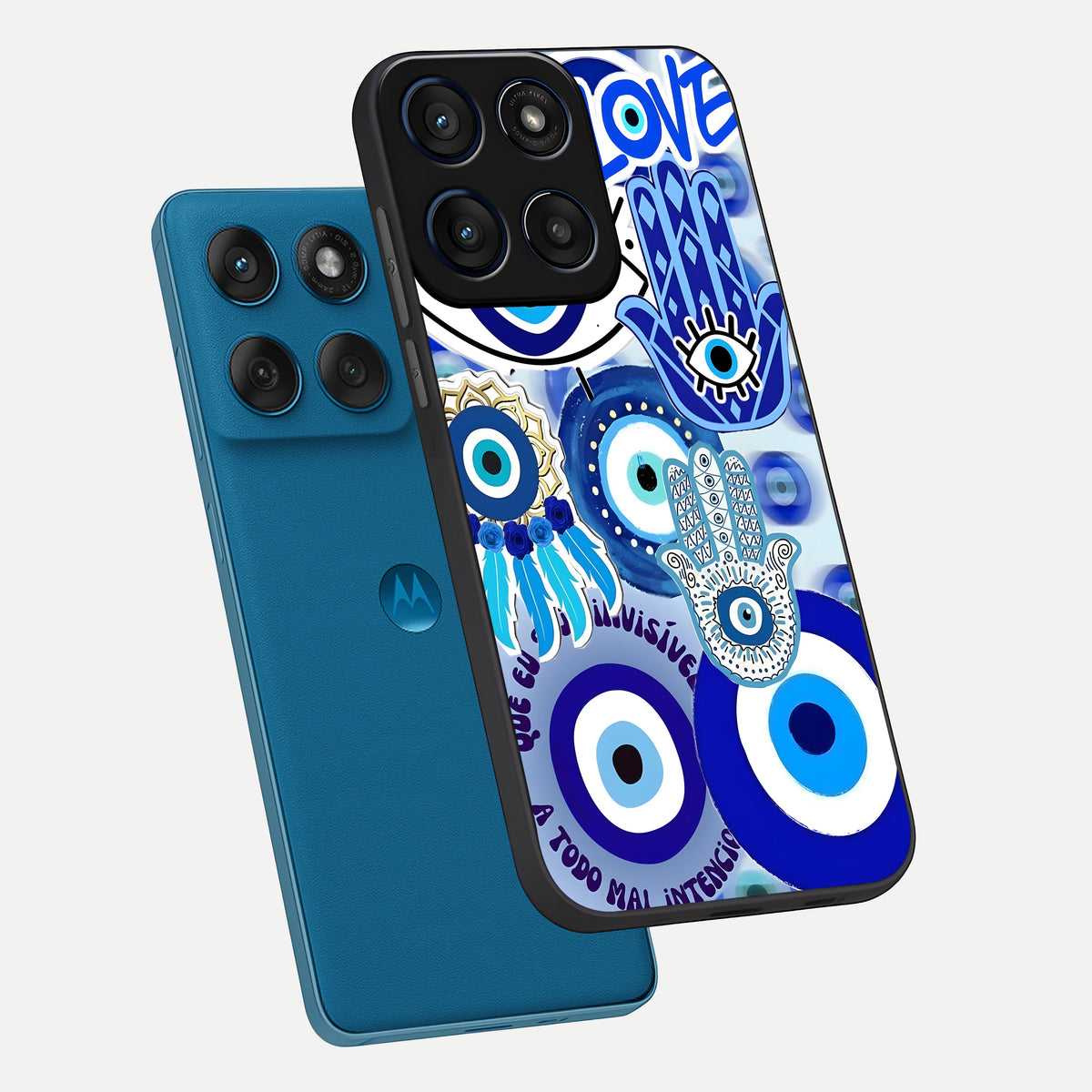  Evil Eyes Dream phone case For Moto Edge 60 showing premium glass back cover with detailed artwork