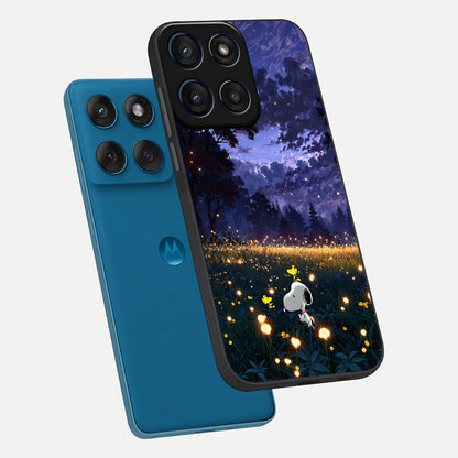  Firefly Meadow Magic phone case For Moto Edge 60 showing premium glass back cover with detailed artwork