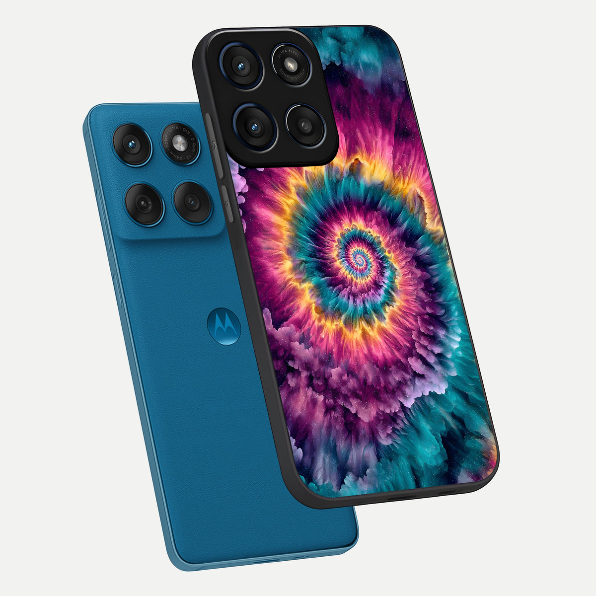  Galactic Spiral Burst phone case For Moto Edge 60 showing premium glass back cover with detailed artwork