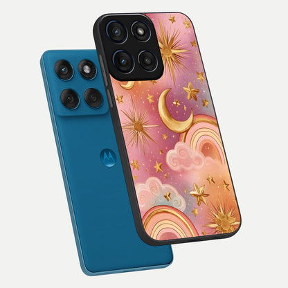  Golden Celestial Dreams phone case For Moto Edge 60 showing premium glass back cover with detailed artwork