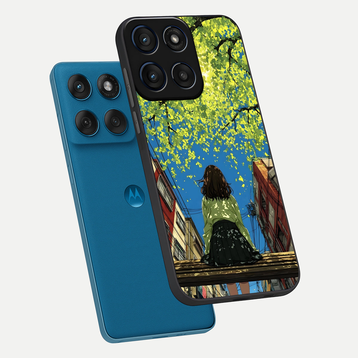  Golden Leaves Glow phone case For Moto Edge 60 showing premium glass back cover with detailed artwork