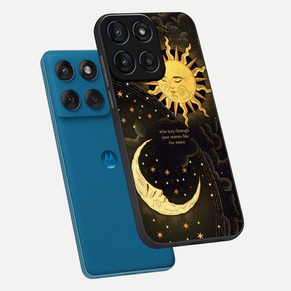  Golden Lunar Love phone case For Moto Edge 60 showing premium glass back cover with detailed artwork