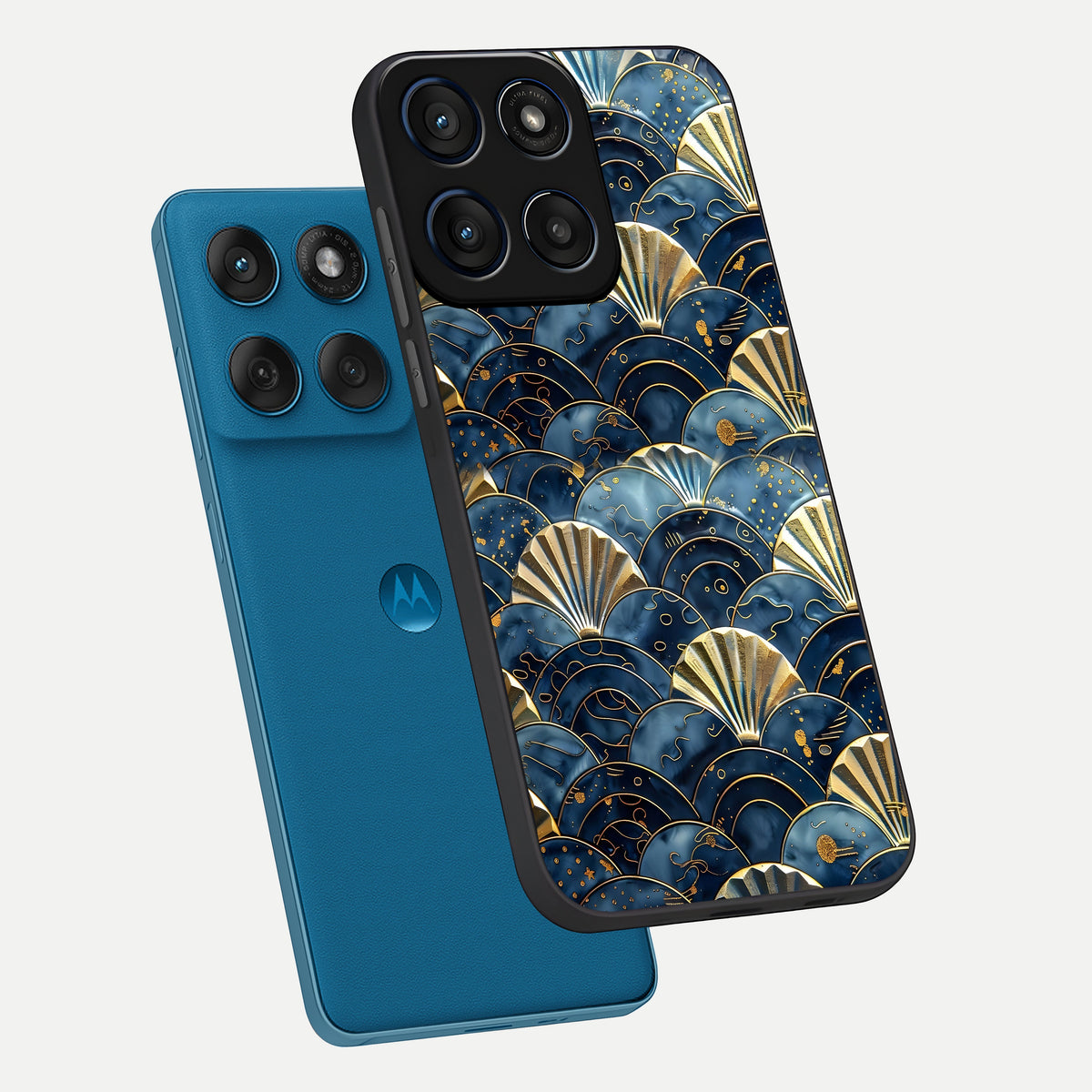  Golden Wave Luxe phone case For Moto Edge 60 showing premium glass back cover with detailed artwork