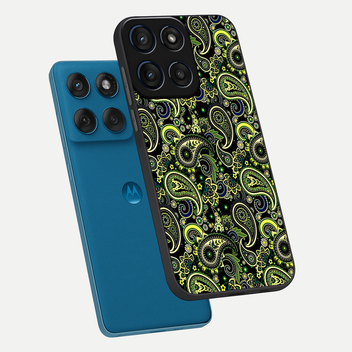  Green Lemon phone case For Moto Edge 60 showing premium glass back cover with detailed artwork