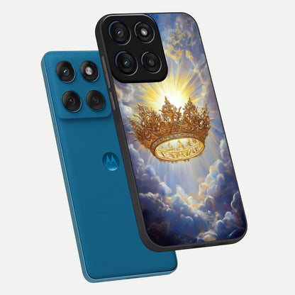  Heavenly Crown Light phone case For Moto Edge 60 showing premium glass back cover with detailed artwork