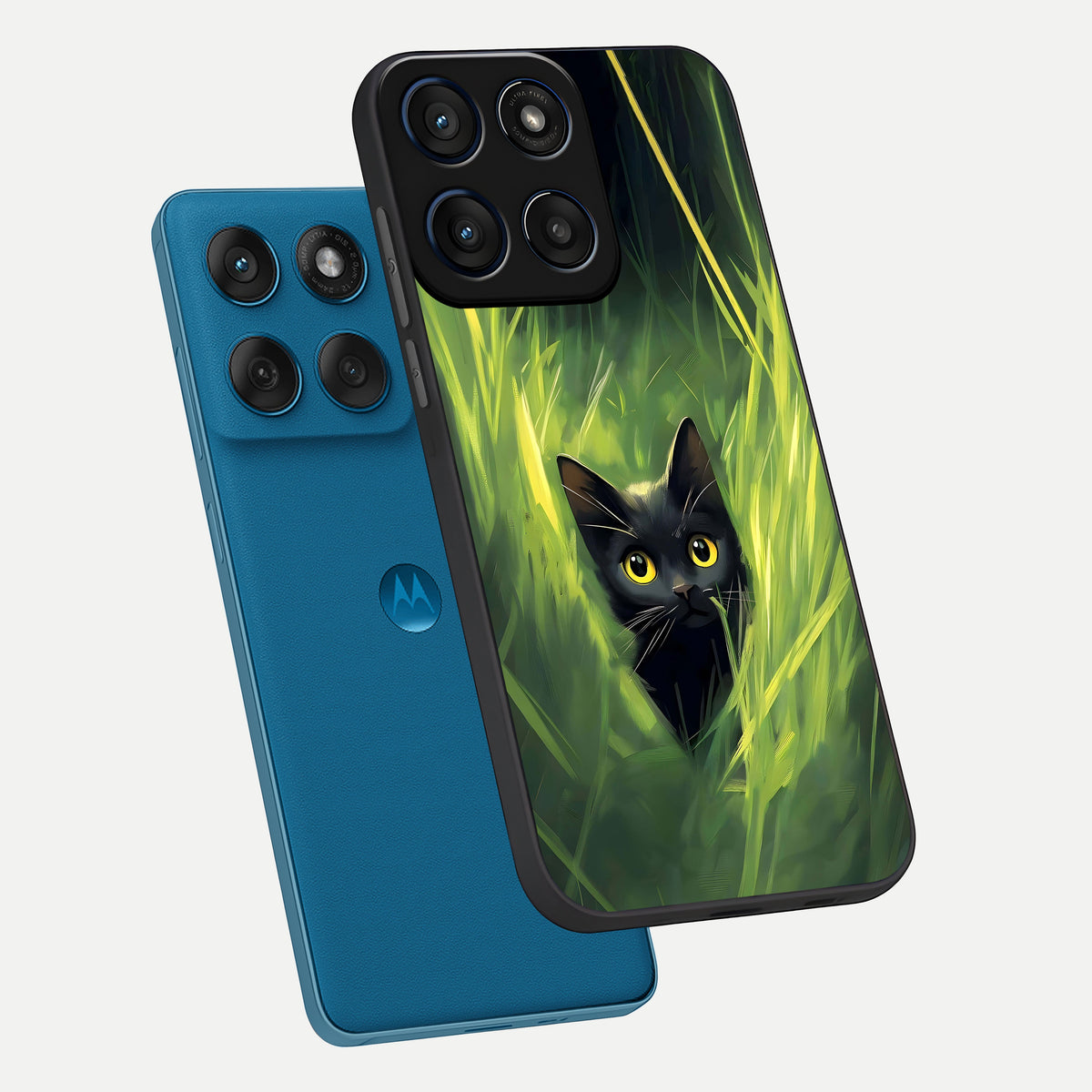  Hidden Cat Whisper phone case For Moto Edge 60 showing premium glass back cover with detailed artwork