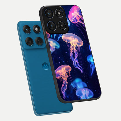 Jellyfish Pattern phone case For Moto Edge 60 showing premium glass back cover with detailed artwork