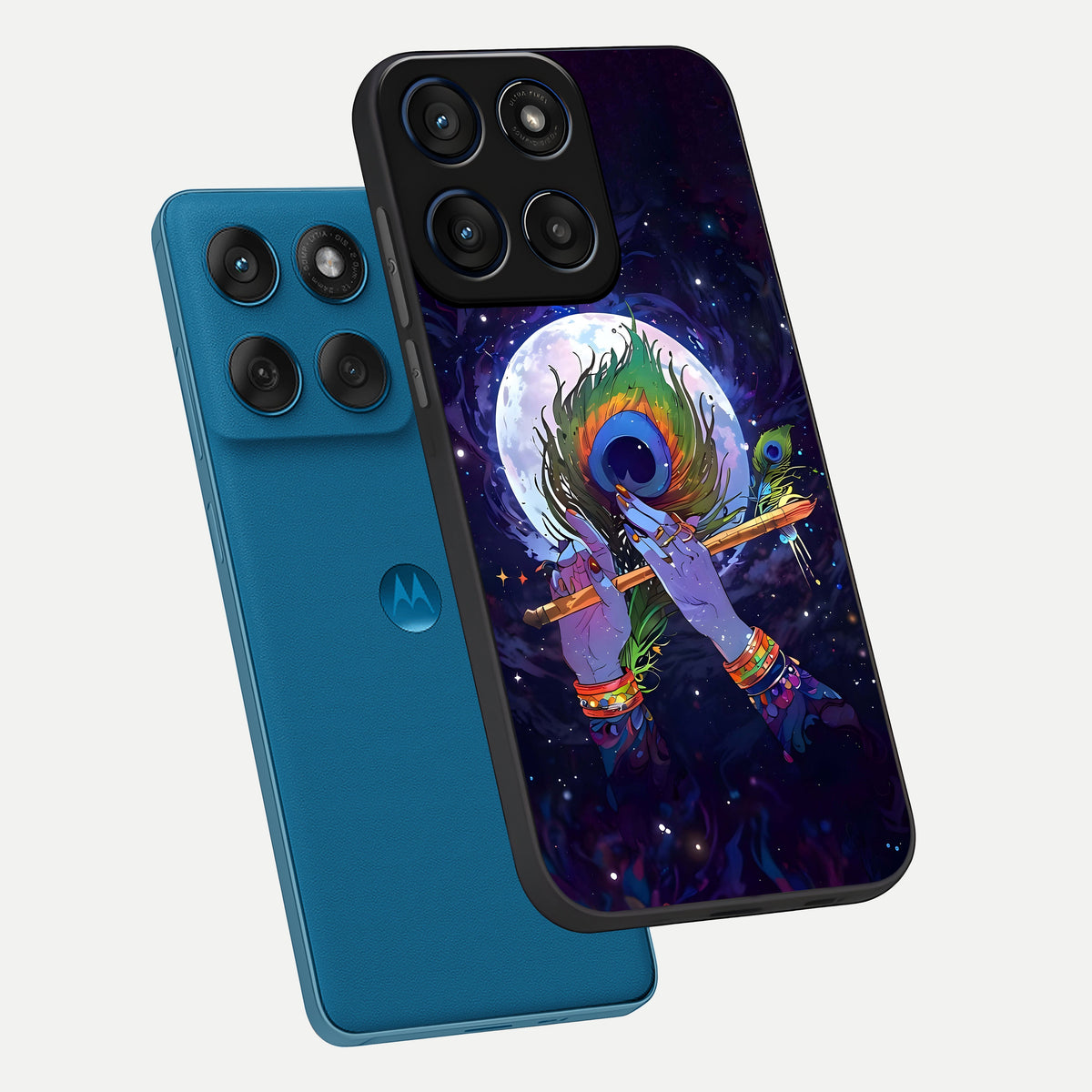  Krishna Hands Art phone case For Moto Edge 60 showing premium glass back cover with detailed artwork