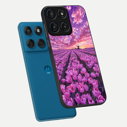  Lavender Dream Skies phone case For Moto Edge 60 showing premium glass back cover with detailed artwork
