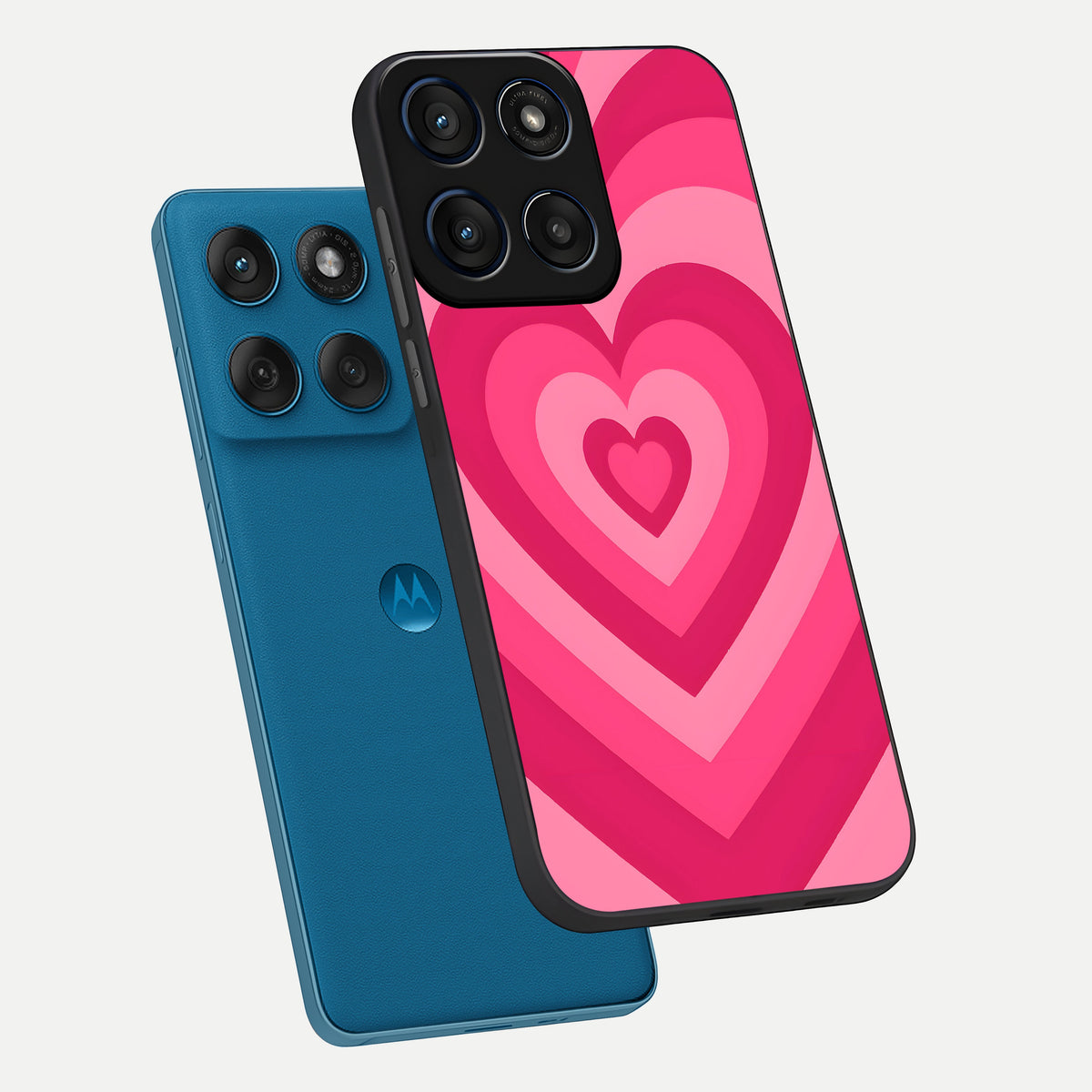  Layered Love Hearts phone case For Moto Edge 60 showing premium glass back cover with detailed artwork