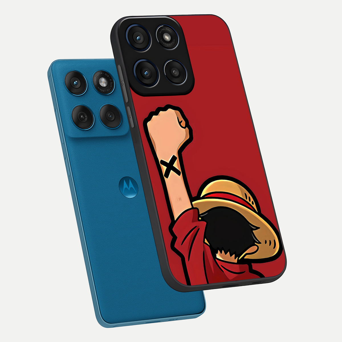  Luffy X Spirit phone case For Moto Edge 60 showing premium glass back cover with detailed artwork