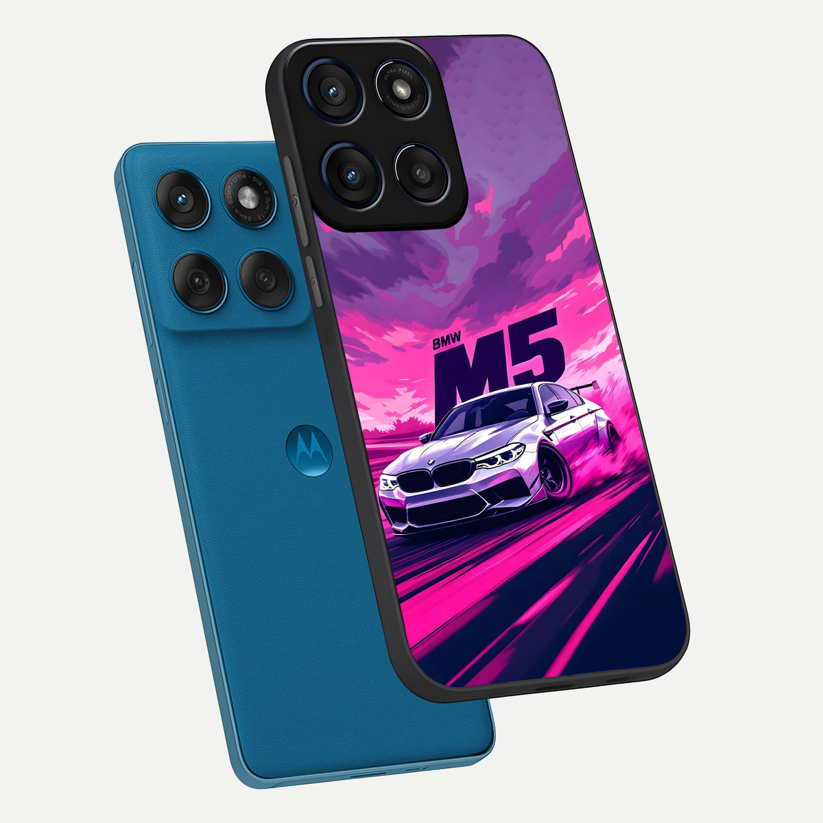  MS Neon Car phone case For Moto Edge 60 showing premium glass back cover with detailed artwork