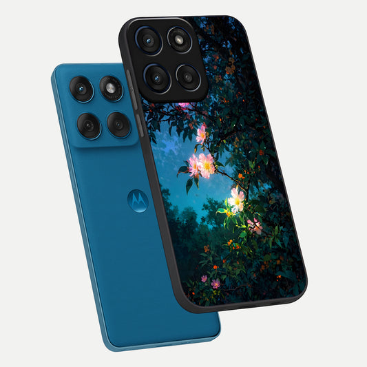  Midnight Bloom Glow phone case For Moto Edge 60 showing premium glass back cover with detailed artwork