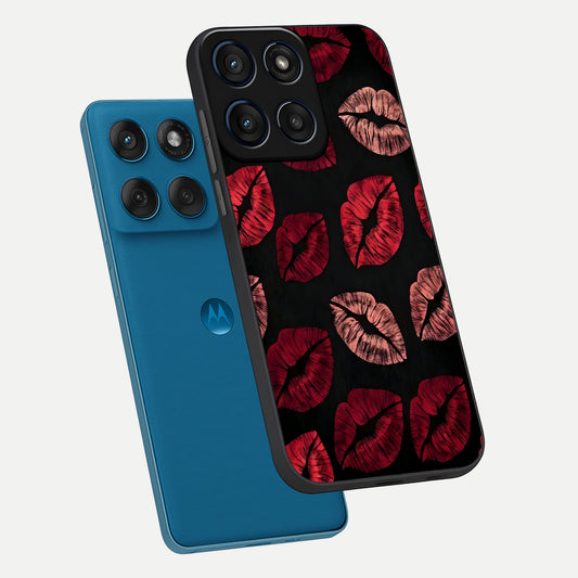  Midnight Kiss Love phone case For Moto Edge 60 showing premium glass back cover with detailed artwork