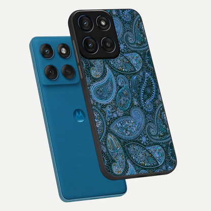  Midnight Paisley Glow phone case For Moto Edge 60 showing premium glass back cover with detailed artwork