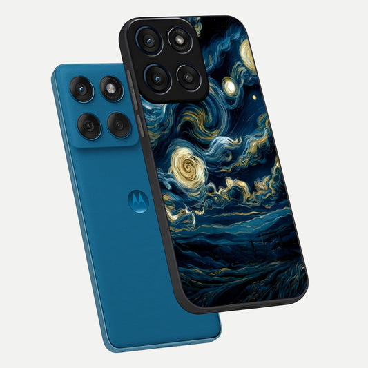  Midnight Sky Whirl phone case For Moto Edge 60 showing premium glass back cover with detailed artwork