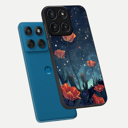  Midnight Tulip Glow phone case For Moto Edge 60 showing premium glass back cover with detailed artwork