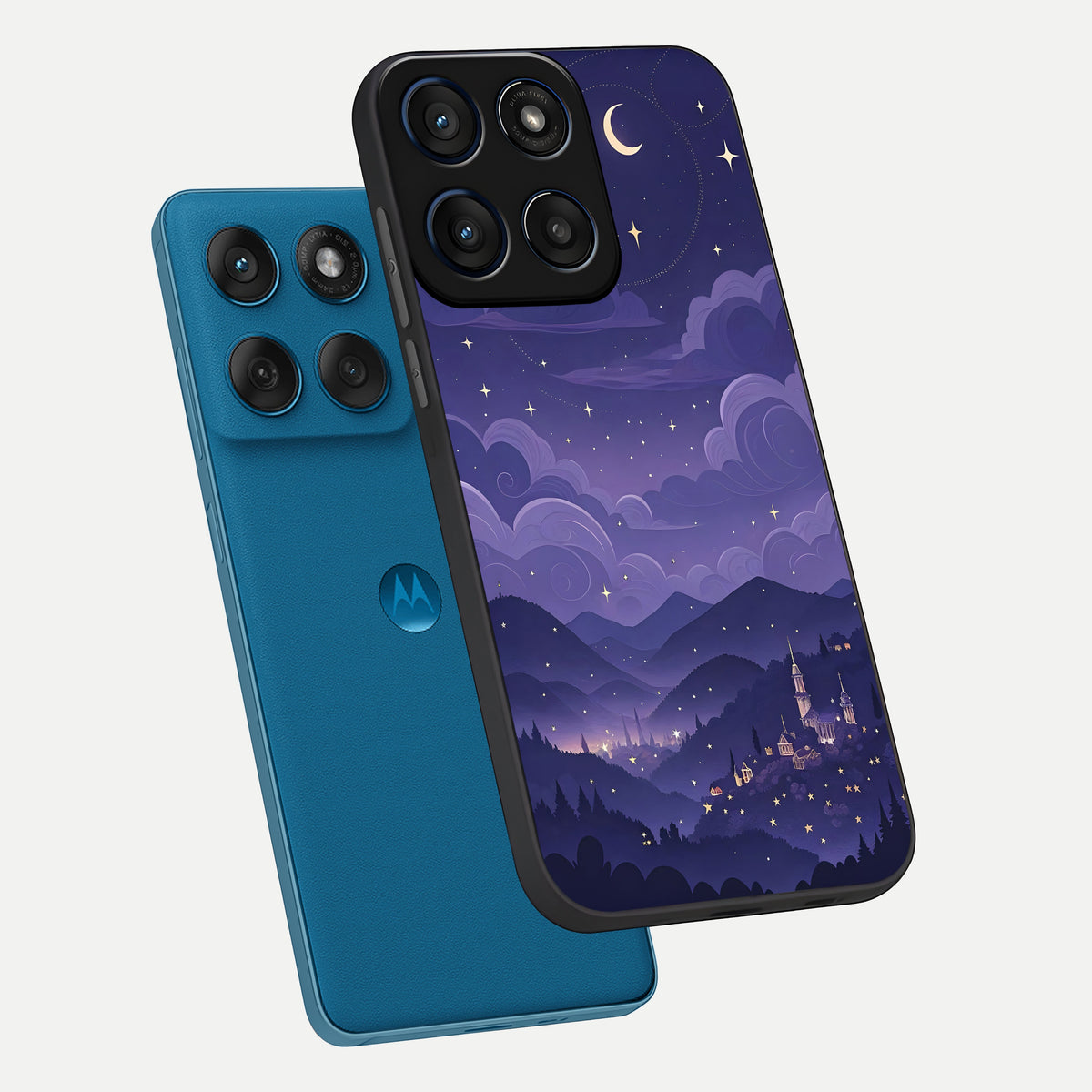  Minimal Night View phone case For Moto Edge 60 showing premium glass back cover with detailed artwork