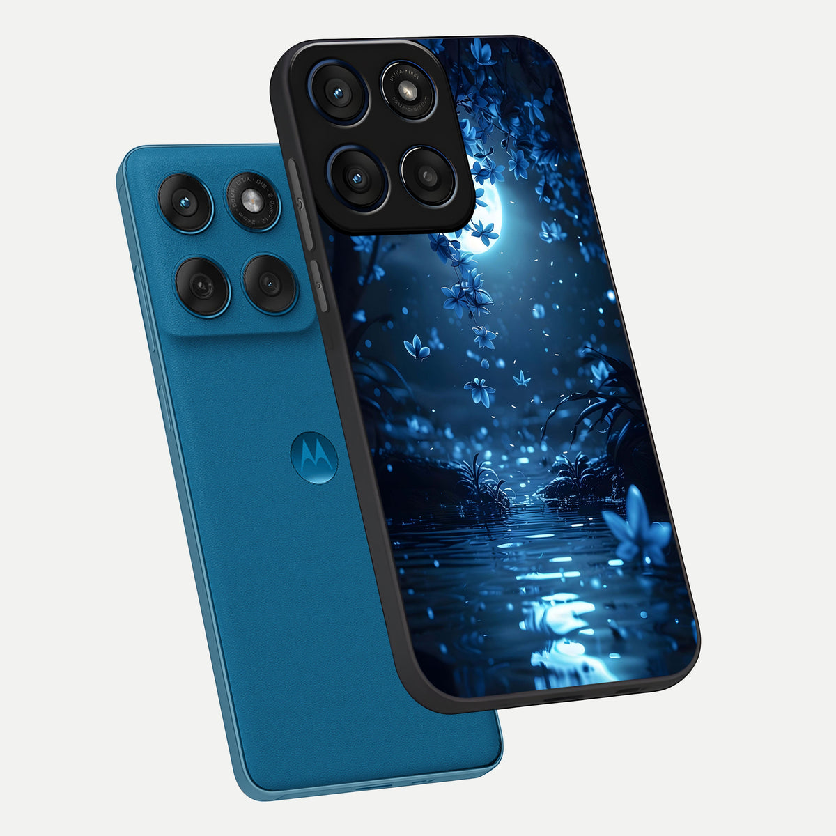  Moonlight Petal Dream phone case For Moto Edge 60 showing premium glass back cover with detailed artwork