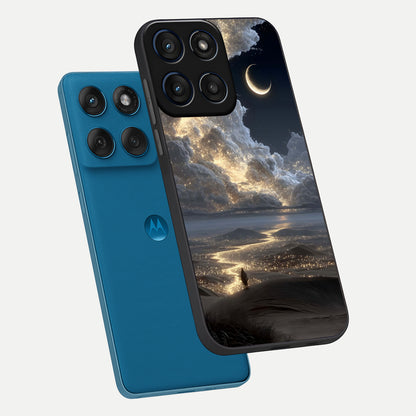  Moonlight Spark Path phone case For Moto Edge 60 showing premium glass back cover with detailed artwork