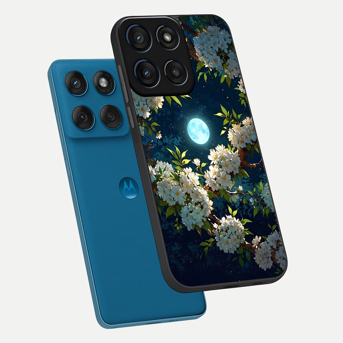  Moonlit Blossom Dream phone case For Moto Edge 60 showing premium glass back cover with detailed artwork