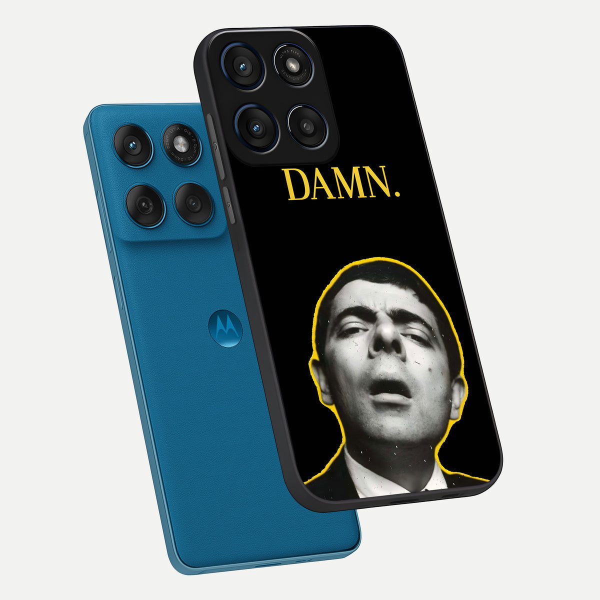  Mr Bean Damn phone case For Moto Edge 60 showing premium glass back cover with detailed artwork