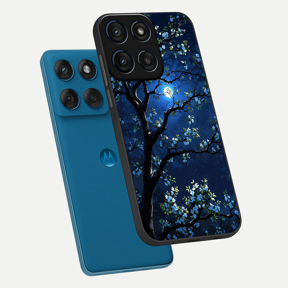  Mystic Floral Night phone case For Moto Edge 60 showing premium glass back cover with detailed artwork