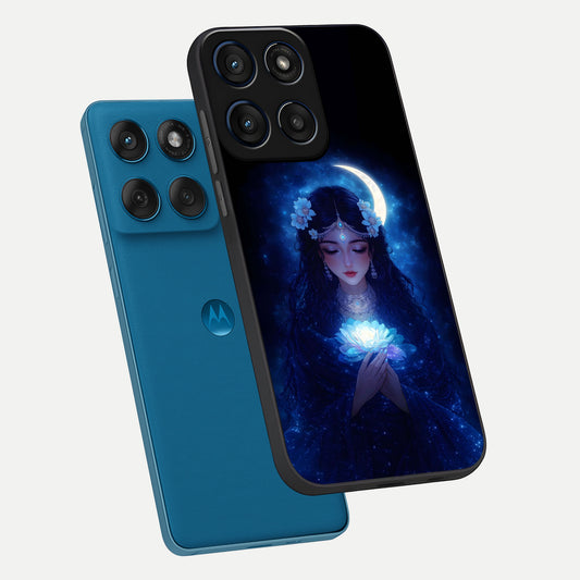  Mystic Moon Queen phone case For Moto Edge 60 showing premium glass back cover with detailed artwork