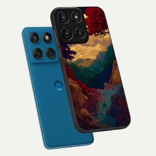  Mystic Valley Light phone case For Moto Edge 60 showing premium glass back cover with detailed artwork