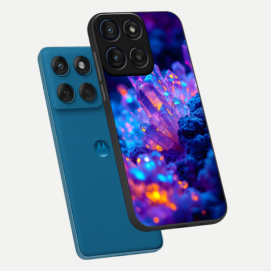  Neon Aura Shards phone case For Moto Edge 60 showing premium glass back cover with detailed artwork