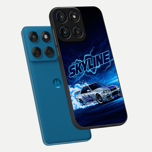  Neon Drift Beast phone case For Moto Edge 60 showing premium glass back cover with detailed artwork