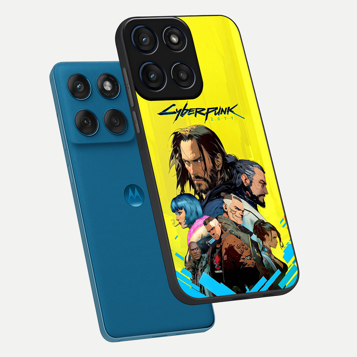  Neon Rebel Genesis phone case For Moto Edge 60 showing premium glass back cover with detailed artwork