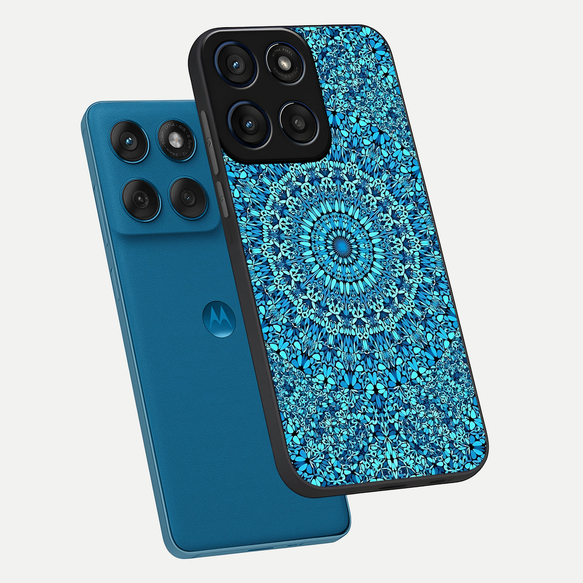  Ocean Bloom Mandala phone case For Moto Edge 60 showing premium glass back cover with detailed artwork
