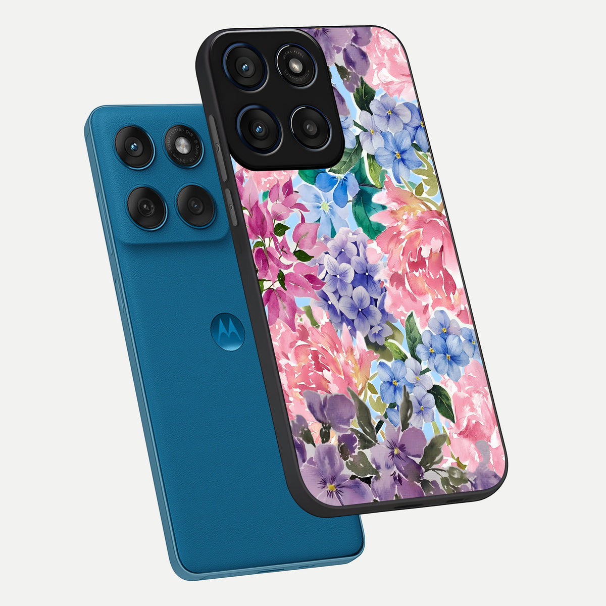  Pastel Floral Mix phone case For Moto Edge 60 showing premium glass back cover with detailed artwork