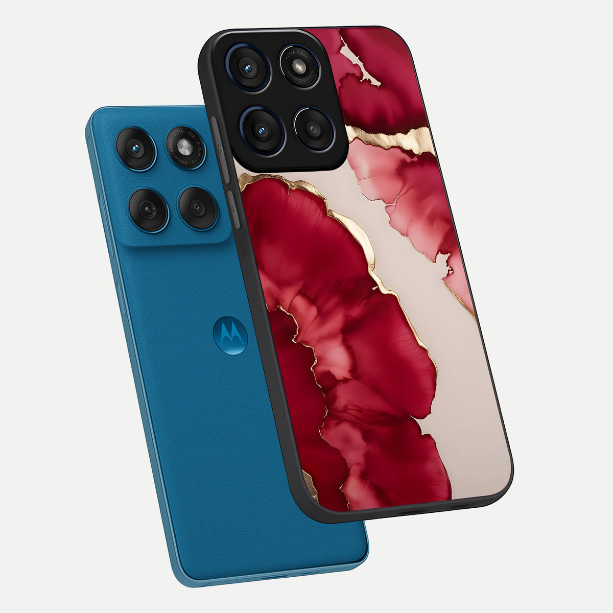  Pink And White Marble phone case For Moto Edge 60 showing premium glass back cover with detailed artwork