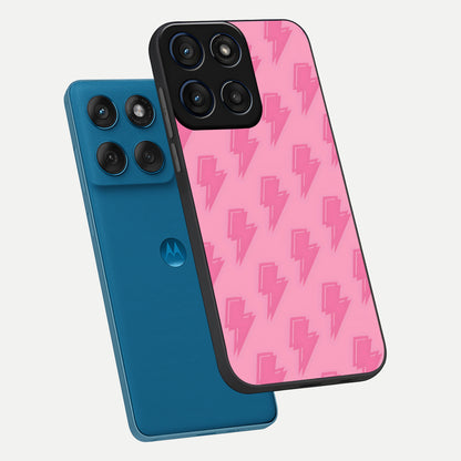  Pink Moo Magic phone case For Moto Edge 60 showing premium glass back cover with detailed artwork