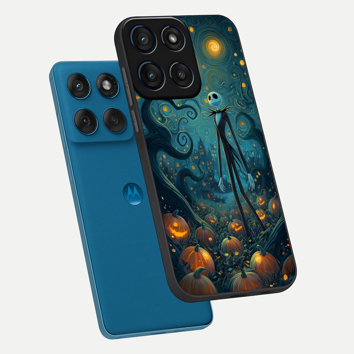  Pumpkin Moonlight Tale phone case For Moto Edge 60 showing premium glass back cover with detailed artwork