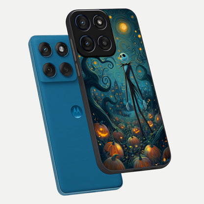  Pumpkin Moonlight Tale phone case For Moto Edge 60 showing premium glass back cover with detailed artwork