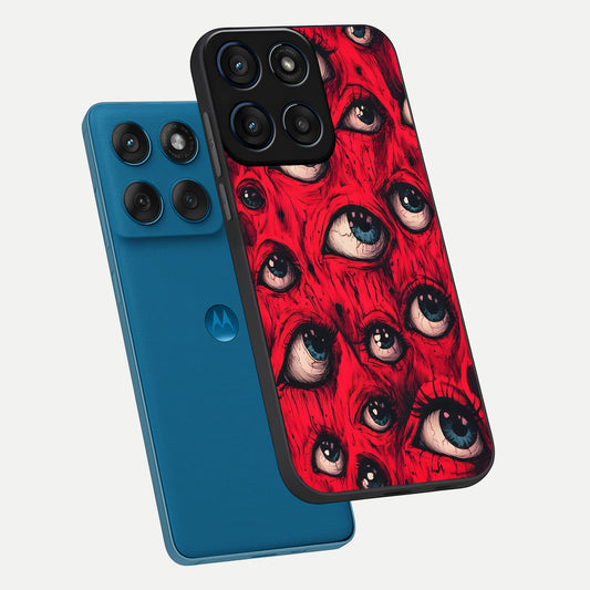  Red Eyes Pattern phone case For Moto Edge 60 showing premium glass back cover with detailed artwork